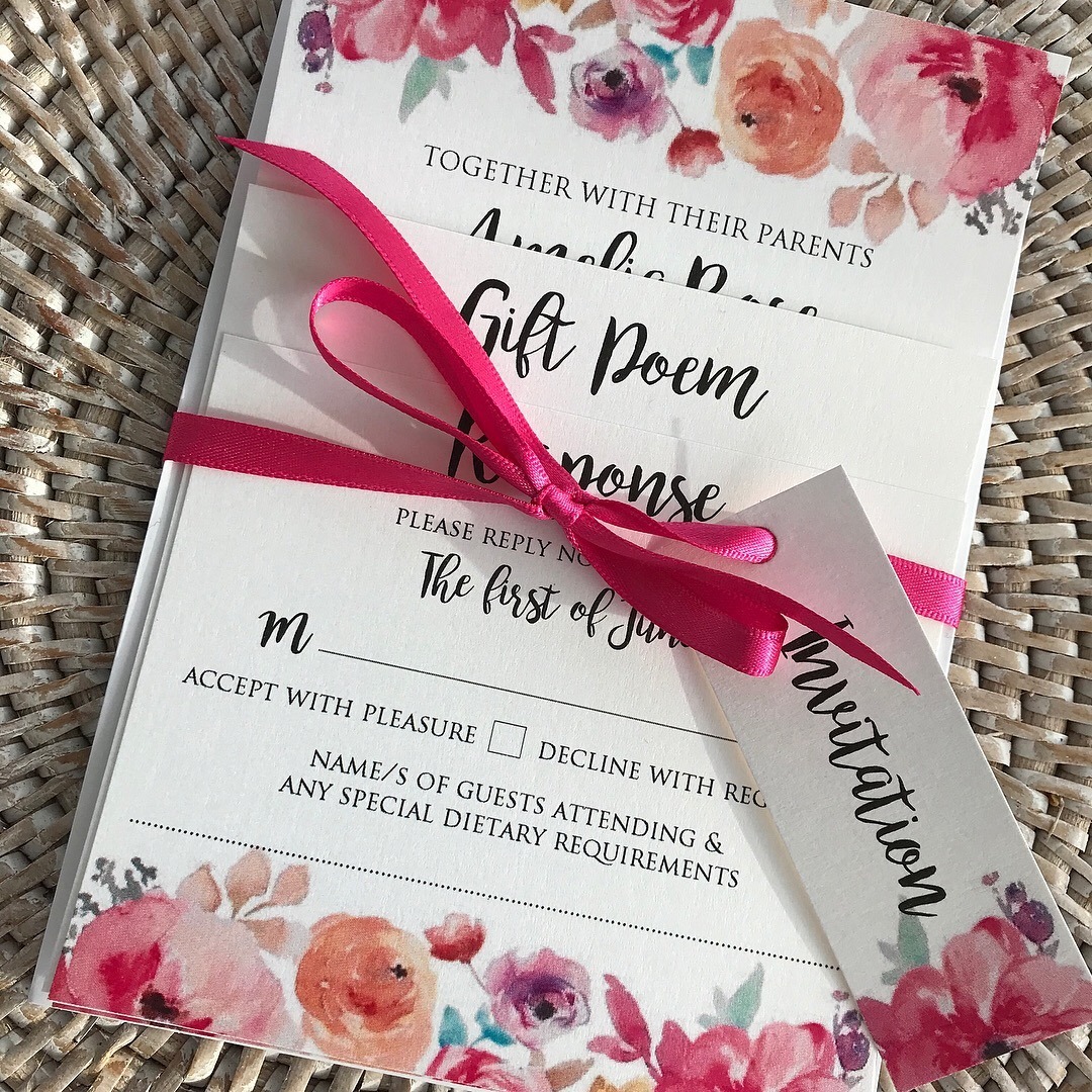 wedding invitations with pressed flowers